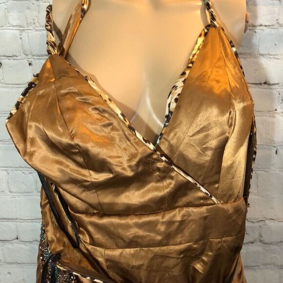 Camille La Vie Animal Print Beaded Evening Gown 8 - Picture 14 of 16